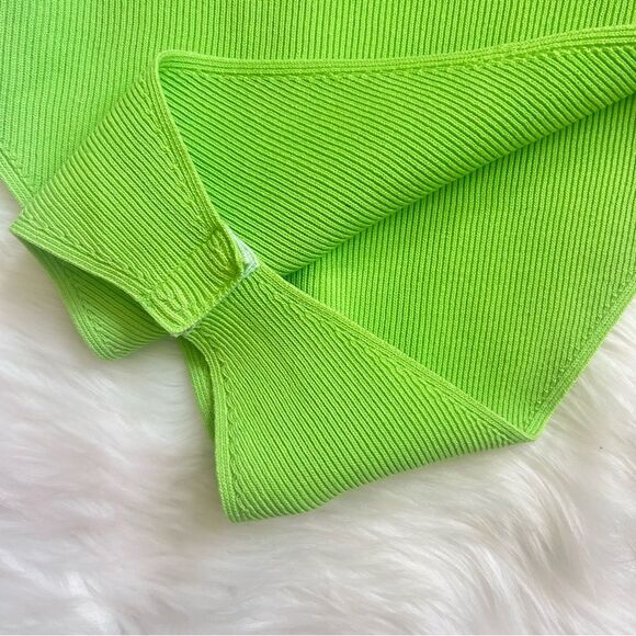 Grey Lab Bodysuit Lime Green Spaghetti Strap Ribbed sized Medium - Picture 6 of 6